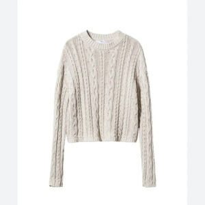 NWT MANGO Women’s Knitted Braided Sweater color Sand size Large